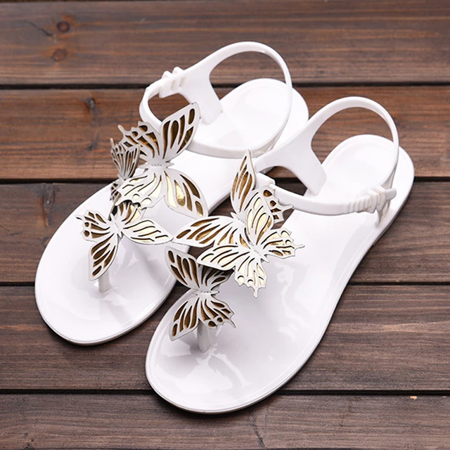 White jelly flip flops hotsell