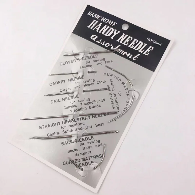 7PCS Sewing Needle Upholstery Carpet Leather Canvas Repair Curved DIY Leather Hand Sewing Stainless Steel Pin Stitch Needle Kit