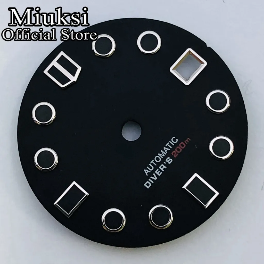 Miuksi 28.5mm sterile dial black white watch dial fit NH35 movement fit 3 o\'clock crown 3.8 o\'clock crown