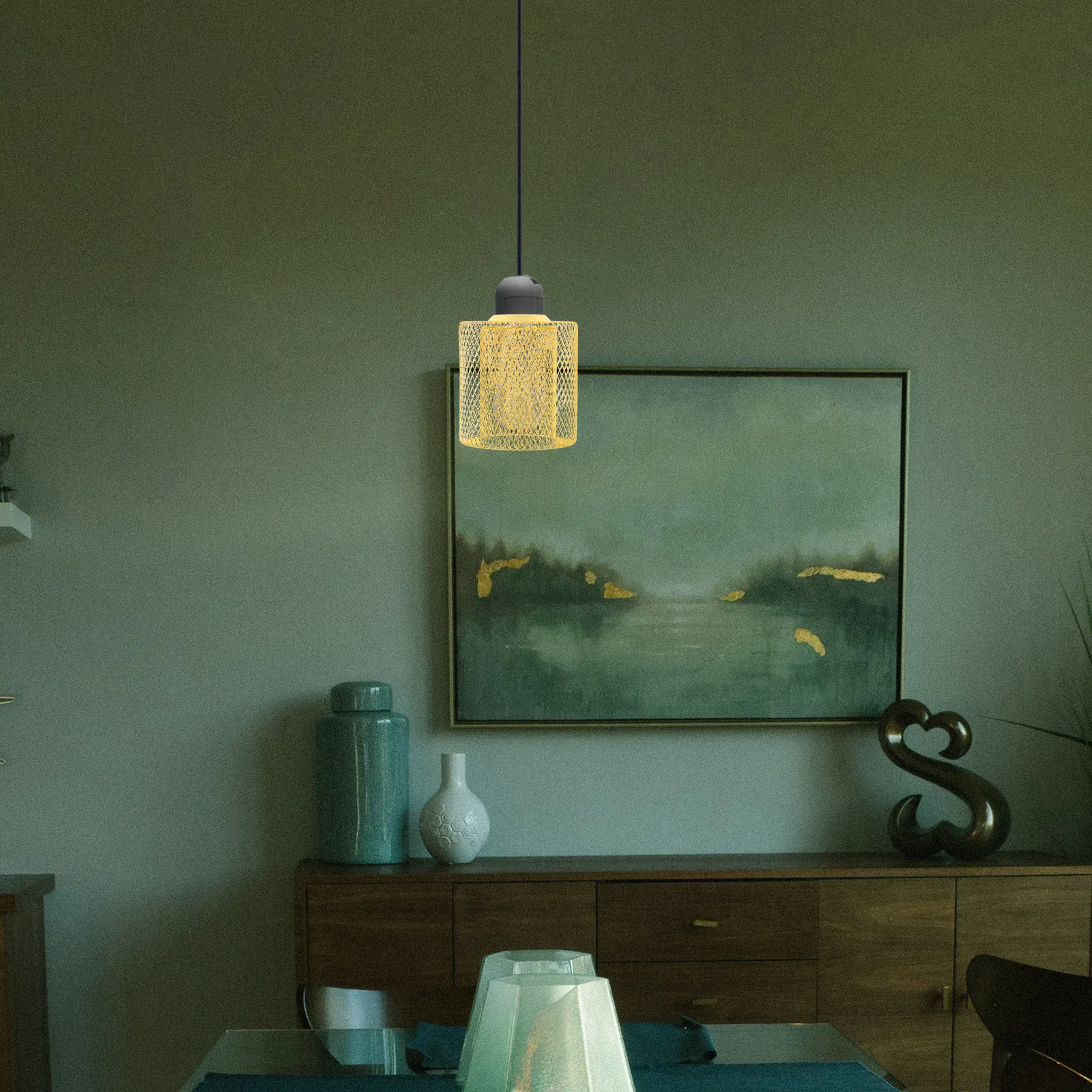 

Hollow Out Metal Lampshade Double Layer Iron Frame for Pendant Lamp Shade Cover Replacement Decorative Light Bulb Cage Guard