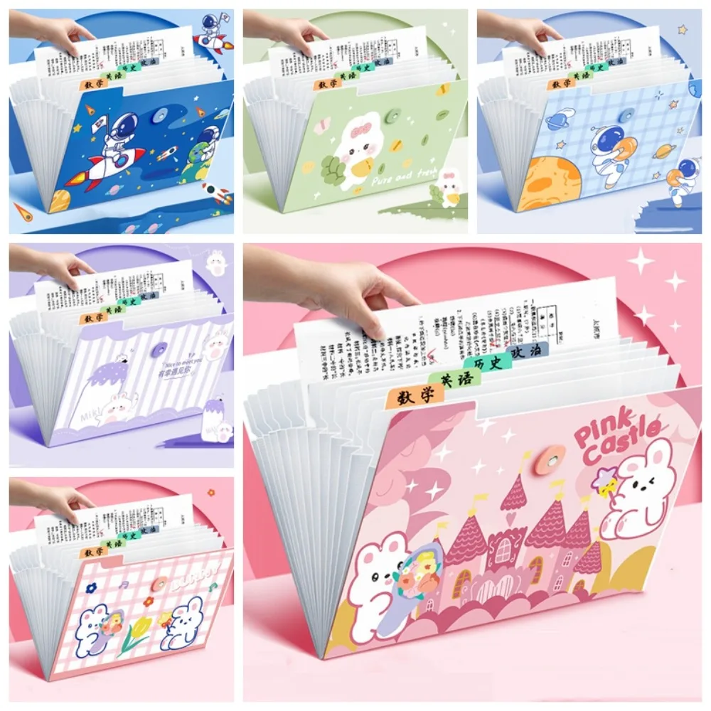 8 grid Folder File A4 Multi-Layer Organizer Accordian Organizer transparan tahan air Folder penyimpanan kertas tes