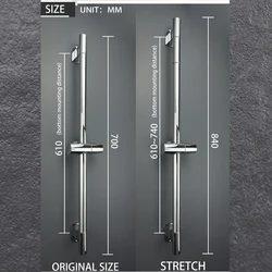 Ajustável Shower Bar Haste de elevação, Extensível Wall Mount Shower Column, 3 Spray de chuveiro, Chrome Riser banheiro, Slide Bar