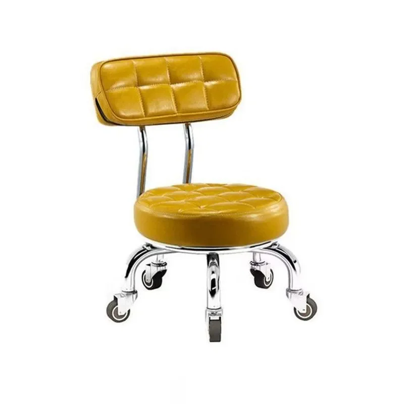 360 Swivel Rolling Stool Low Round Seat for Manicure Pedicure Salon Home Shoe Changing Sofa Side Compact Design