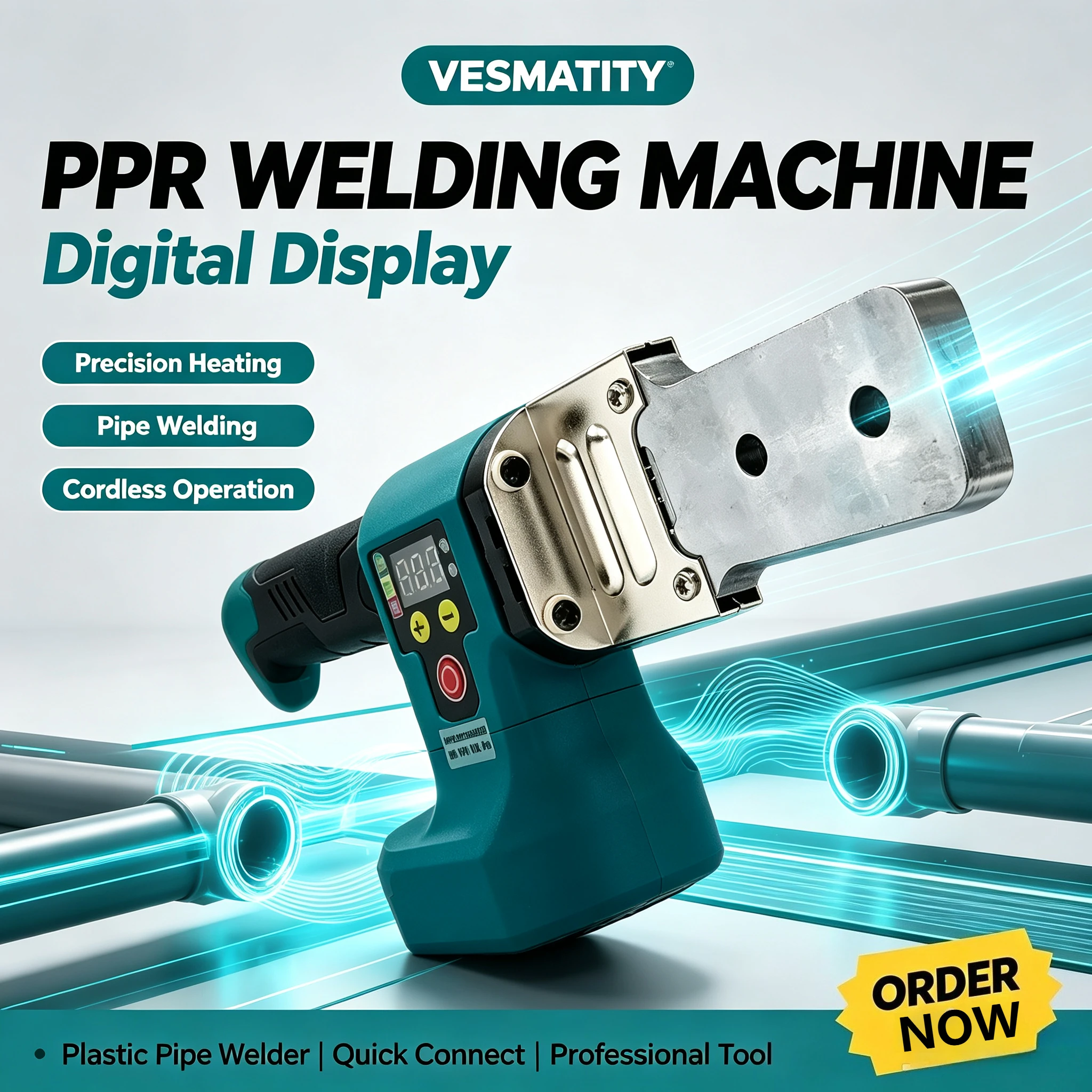 Electric Pipe Welding Machine Cordless Fuser PPR PE Soldering Iron Plastic Tube PP Heating Hot Melt For 18V-20V Battery