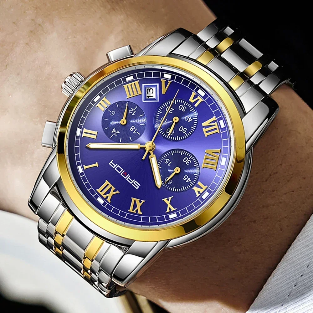 SANDA 7003 Fashion Light Business Waterproof Quartz Wristwatch For Men Simple Round Dial Date Design Noctilucent Watch Shock New image 4