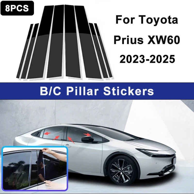 

For Toyota Prius XW60 2023-2025 Window B C Pillar Post Cover Trim Stickers Door Column Decorative Parts