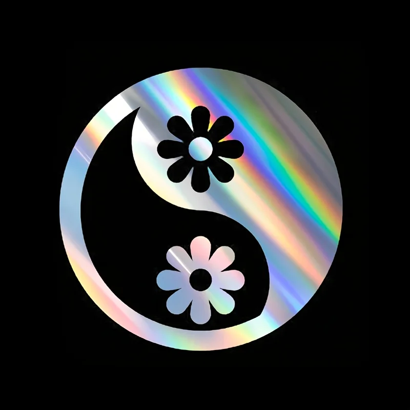 

1pc 4.72x4.72inch Tai Chi Yin Yang Daisy Vinyl Sticker Waterproof Removable Decal for Motorcycle Car Body Window Decor