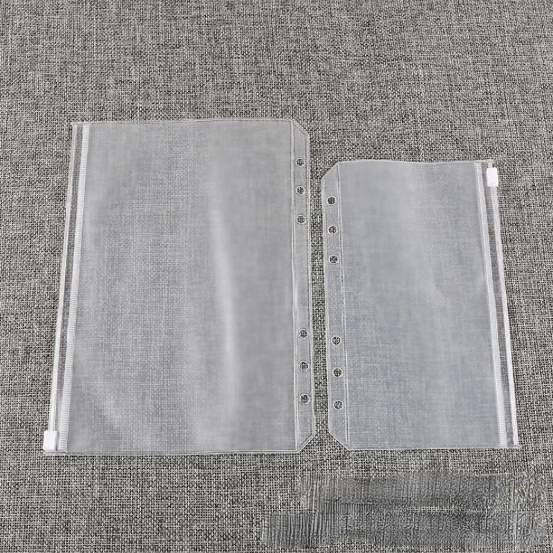 2pcs 6-hole Transparent Waterproof Binder Folder Photo Paper Note Storage Bag for Loose-leaf Notepad Notebook Accessories