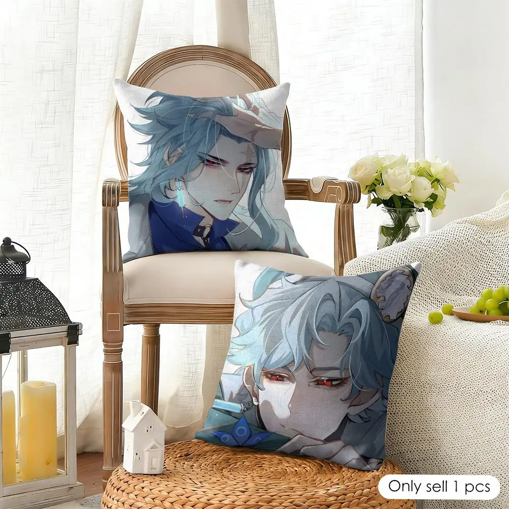 Il Dottore G-Genshin Impact Cushion Cover Organic Linen Square Pillow Case Durable Non-Allergenic And Kind To Skin