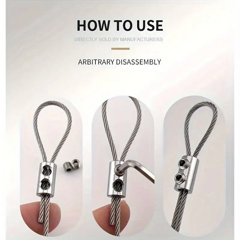 10 шт. регулируемые зажимы для троса из нержавеющей стали - самоблокирующиеся крепления для ремонта дома - телескопические двойные отверстия