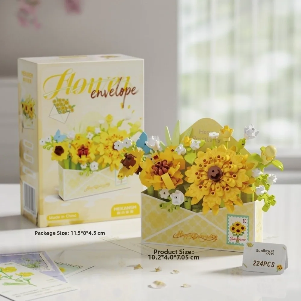 

DIY Flower Bouquet Building Blocks Mini Bricks Flower Theme Mini Brick Flower Box Toy Tulip Rose Sunflower Desktop Decoration