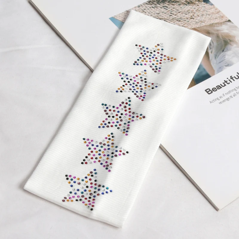 Einfache, modische, schwarze, elastische Haarbänder für Mädchen, rutschfest, weiches Haar-Accessoire, Sterne, Kopfwickel für Frauen, Yoga, Workout, Stirnband – Detail 11