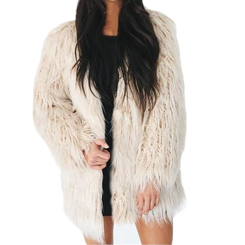 여성용 긴 소매 푹신한 겉옷, 푹신한 긴 소매, 헐렁한 인조 모피 코트, 가을, 겨울