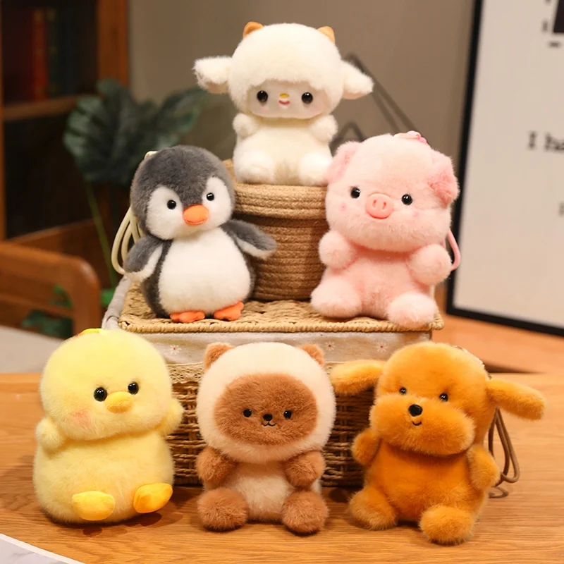 

Kawaii Fluffly Little Animals Series Plush Toy Cartoon Soft Stuffed Animals Pig Siamese cat Duck Cute Chick Dog Pad Decor Gift