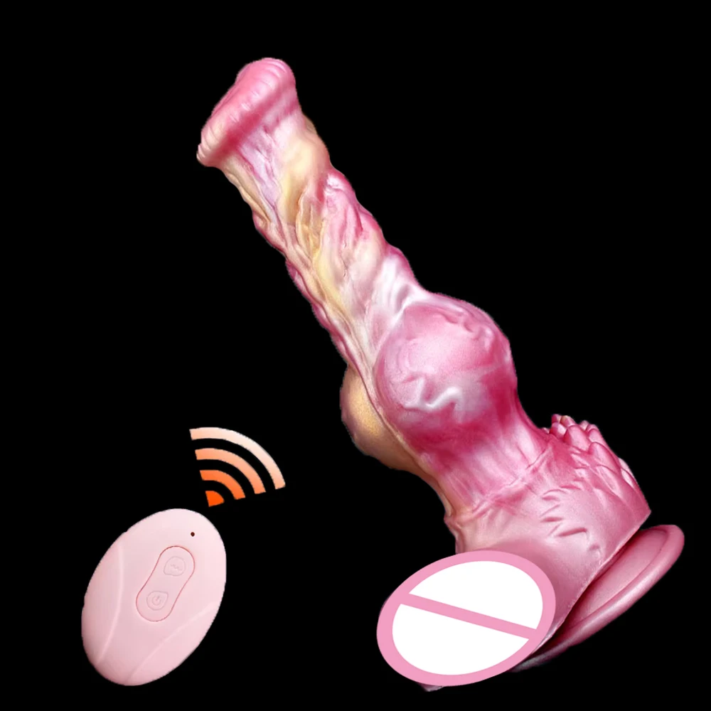 YOCY Fantasy Thrusting Dildo Vibrating 10 Modes Anal Plug Masturbator Big Knot Strapon Dog Penis Toy For Women Telescopic Dildo