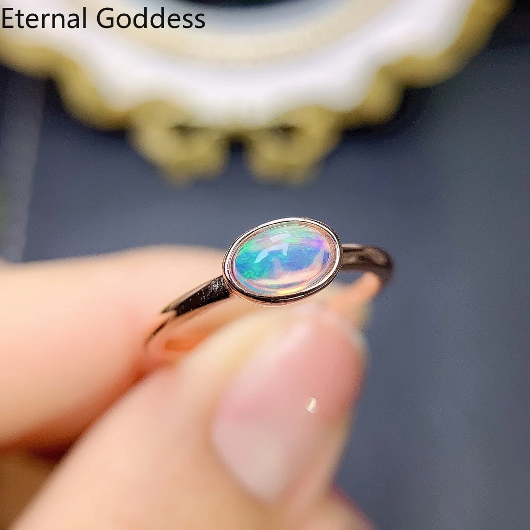 Colored Opal Rings 925 Sterling Silver Oval 4*6mm Rings Fashion Jewelry Wedding Rings Ladies Luxury Jewelry Free Shipping