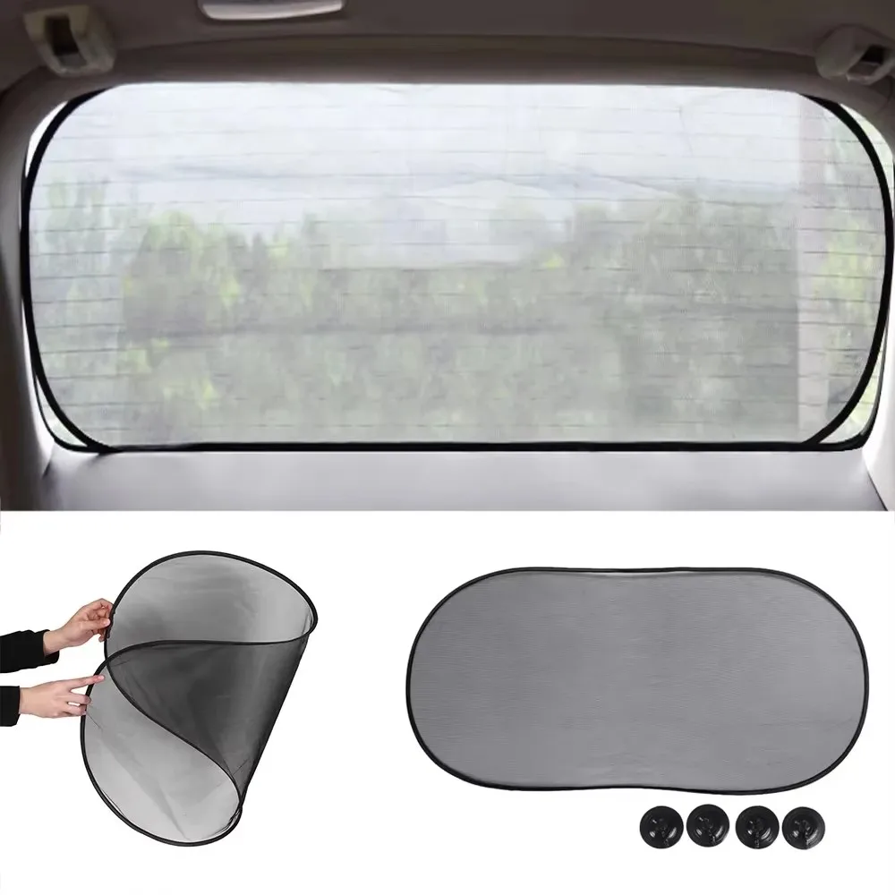 

100*50cm Black Gauze Cling Car Rear Window UV Blinds Visor Windshield Sun Shades Sucker Mount