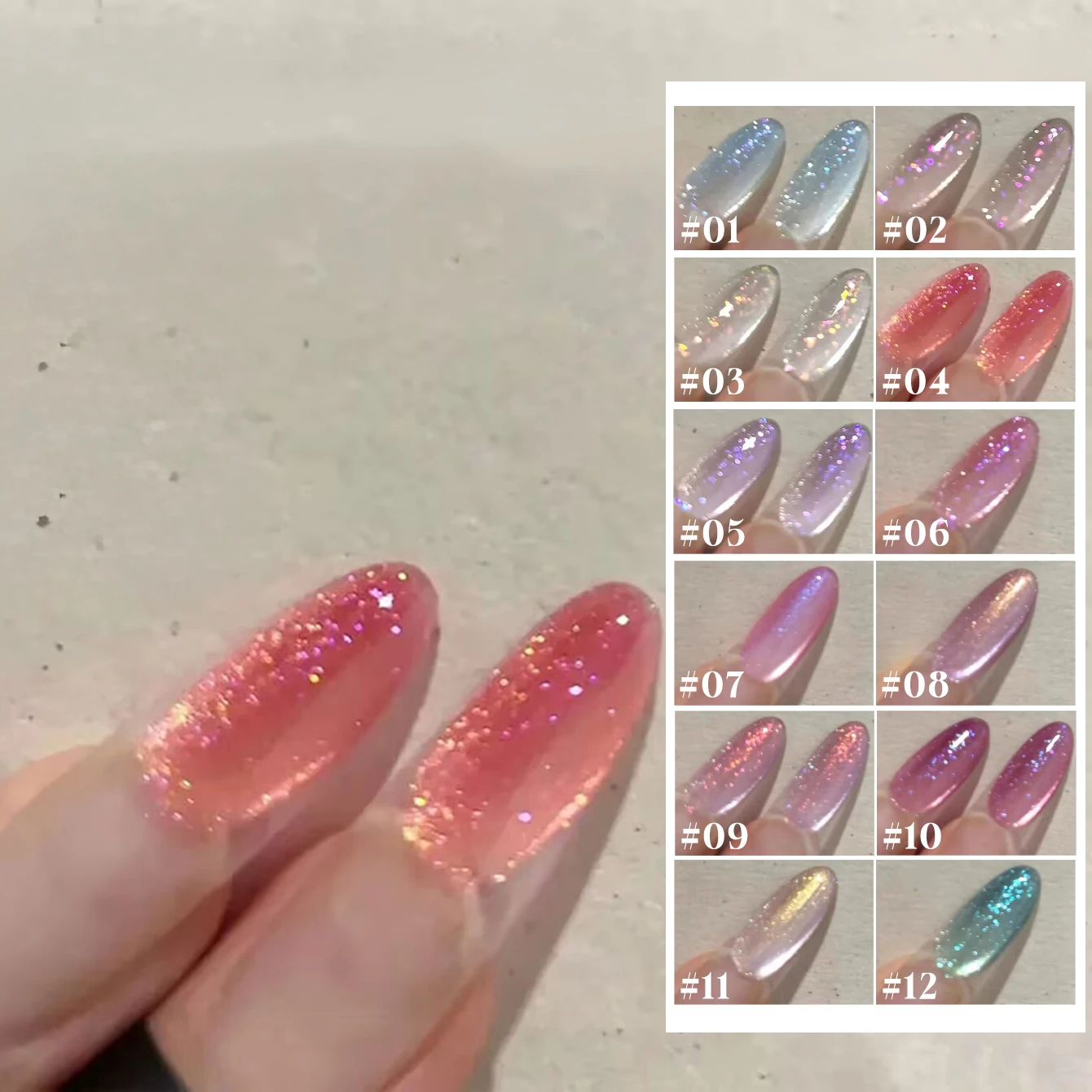 MIANEL 12ML 1pcs Winter Whitening Red Glass Bead Cat Eye Gel Nail Polish 2025 Ice Clear Nail Polish Blue Nails For Christmas