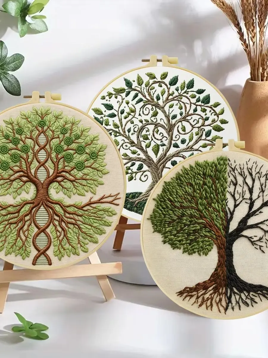 3-teiliges DIY-Stickmaterial-Set für Anfänger, inklusive Nadeln, Fäden, Stick-Starter-Kit, Kreuzstich-Kunst als Geschenk. – Detail 1