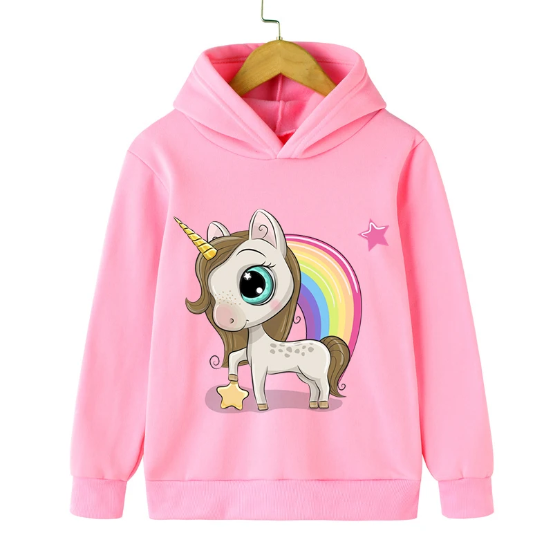 

Children's Clothing Cartoon Rainbow Unicorn Sweatshirts Girl Boy Fashion Cute Anime Streetwear Funny Unicorn Long Sleeve Hoodies