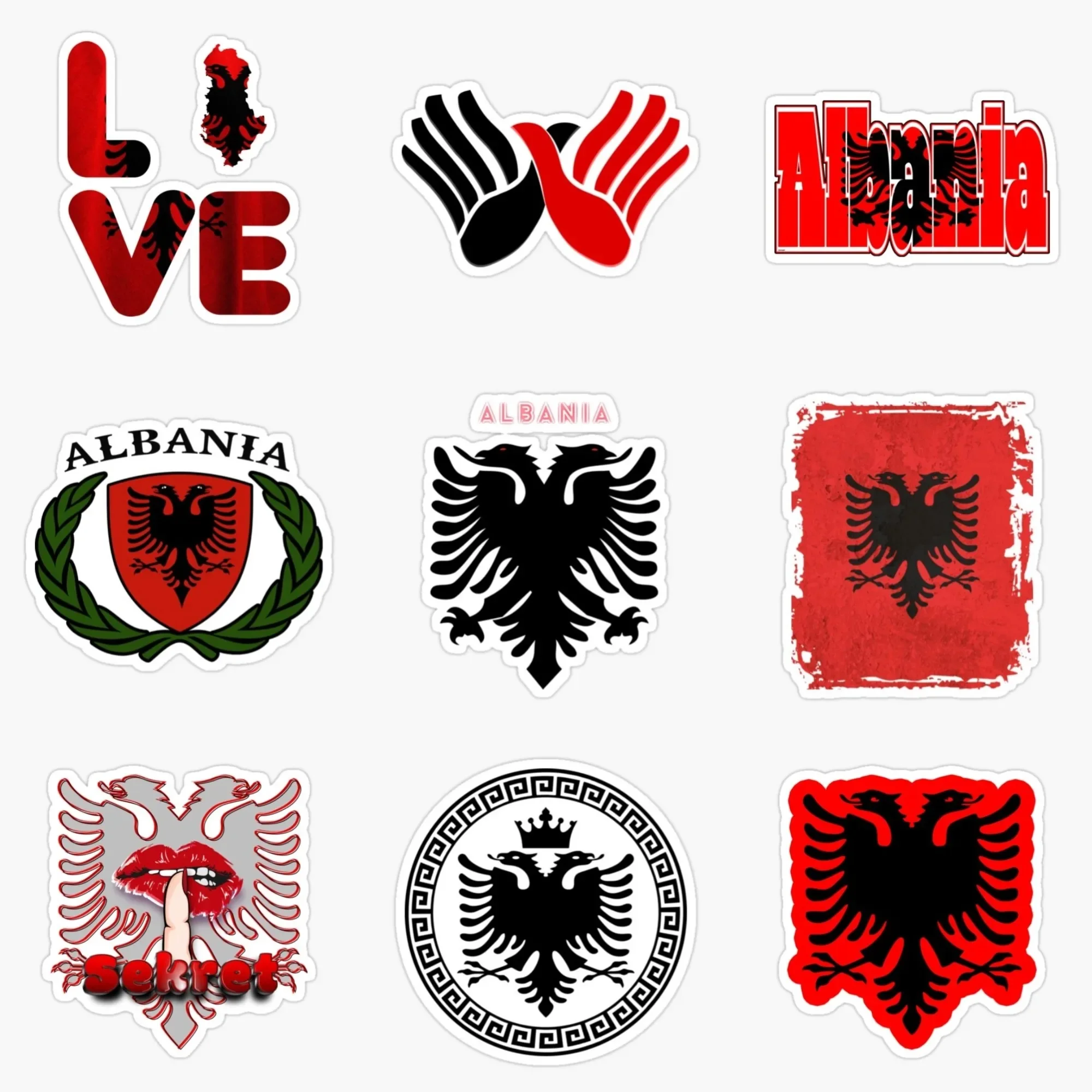 

AL Albania Flag Map National Emblem Eagle Creative Sticker for Decorate Car Van Bicycle Window Wall Fridge Decal Accessories