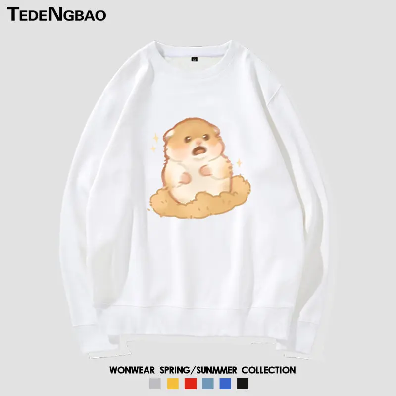 Cute and Scary Hamster Casual Round Neck Top Trendy Casual Men's and Women's Wear Spring and Autumn Set Headwash Clothes