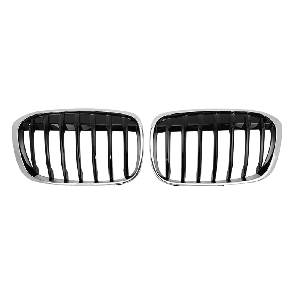 2Pcs Car Style Gloss Front Kidney Single Slat Grill Grille for-BMW X1 F48 F49 2015-2019