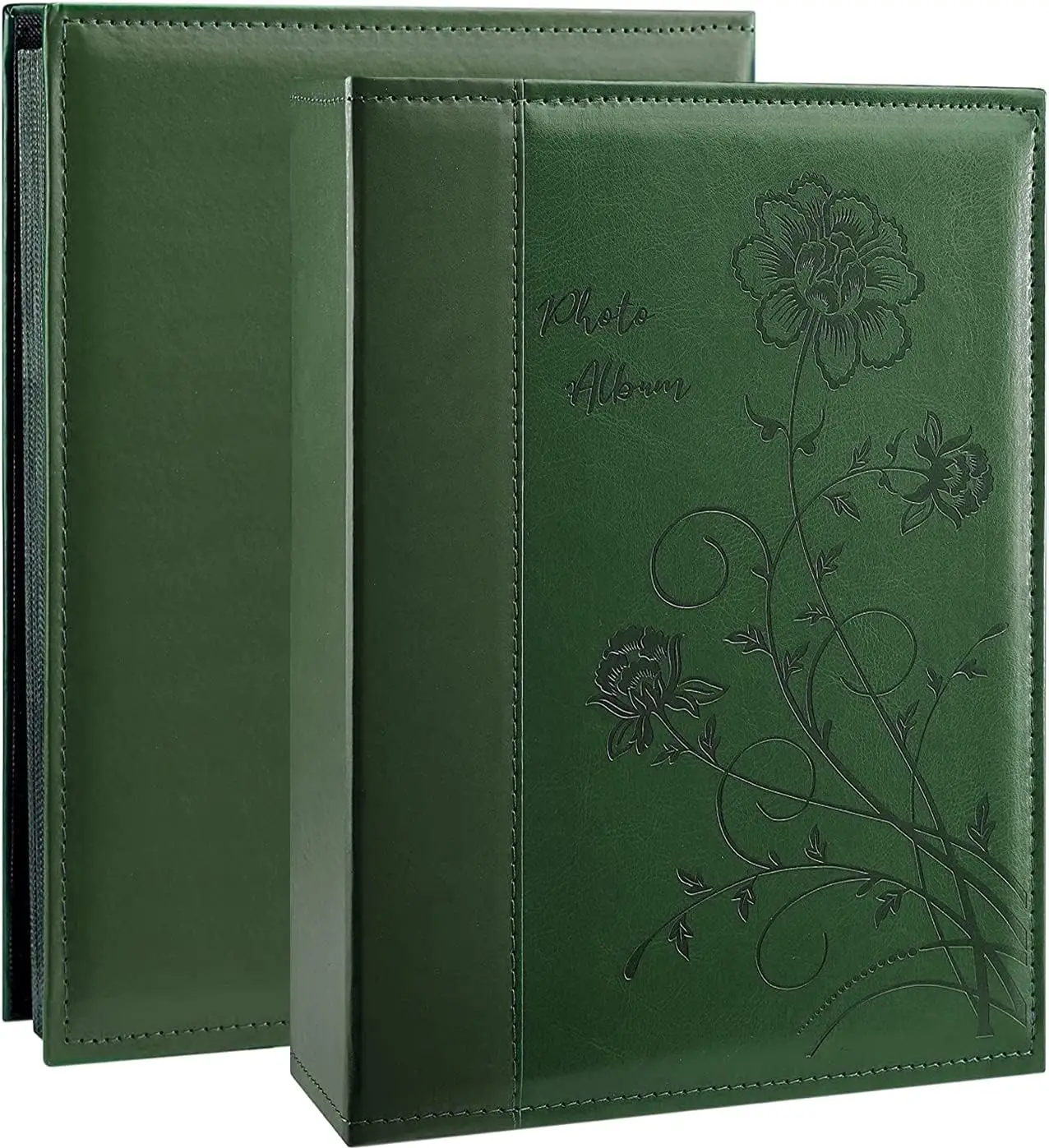 

Extra Large Capacity Photo Album Holds 300 4x6 Photos, Leather Cover Wedding Family Album for Memories, Dark Green