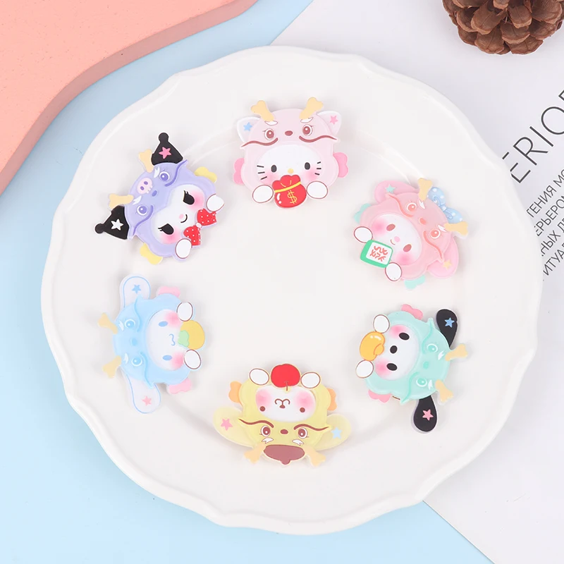 Kinder Nieuwjaar Van De Draak Sanrio Dubbele Acryl Haarclip Voor Baby Meisjes Schattig Zacht Schattige Cartoon Gebroken Haar Clip