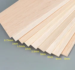 Rectangular Light Wood Sheet 0.75/1/1.5/2/8mm*310*100mm Solid Wooden Board DIY Model Material Crafts Decoration Making Parts