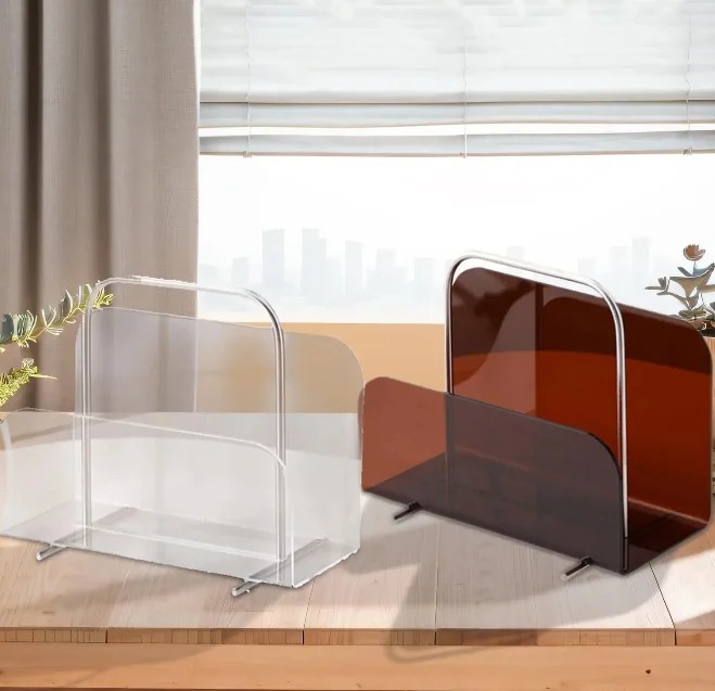 Magazines Shelf Acrylic Book Rack Space Saving Portable Freestanding