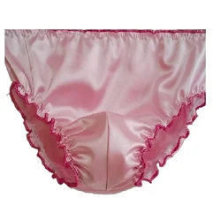 Man's Pink Silky Touch Elastic Waist Panties&briefs Live Show Dance FKK Party Private (big size have handmake)