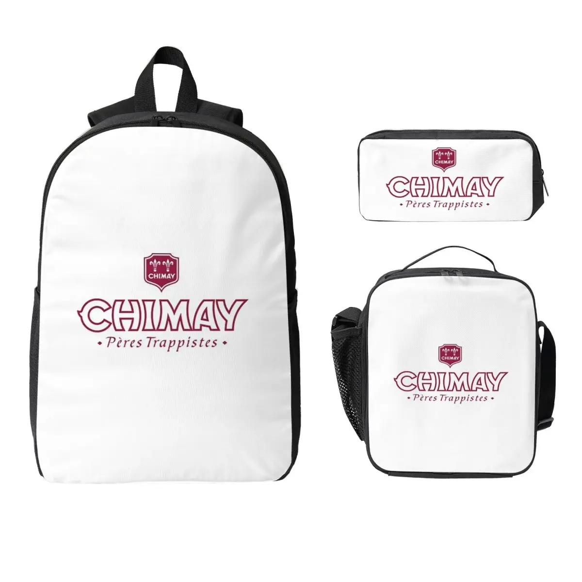 

Рюкзак с логотипом Chimay, студенческая сумка для книг для мальчиков и девочек, школьная сумка, сумки на плечо для ноутбука, 3 шт., изолированная сумка для обеда, пенал