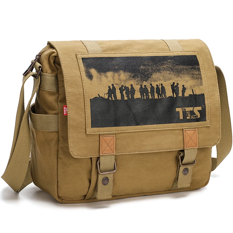 

Mens Canvas Messenger Bag Retro Shoulder Bag Large Capacity Casual Crossbody Travel Bag with Adjustable Strap Multi Pockets