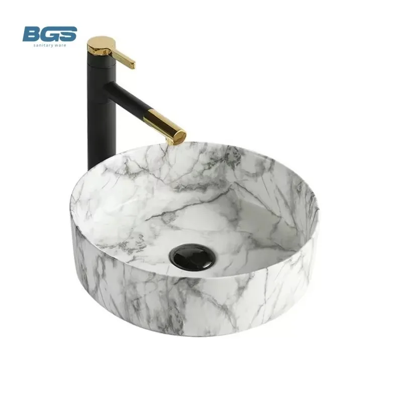 Tiny Easy Clean Light Weight Basin Wholepiece Fluted Carving Rectangular Rounded Edges Bathroom Vanity Sink Marble