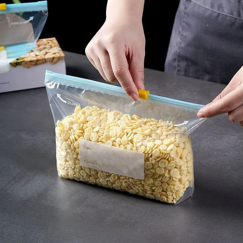 100Pcs Slider Gallon Food Storage Freezer Bags with Stand-Up Bottom Reusable Food Storage Bags Slide Zipper Bag Pouch JAF305