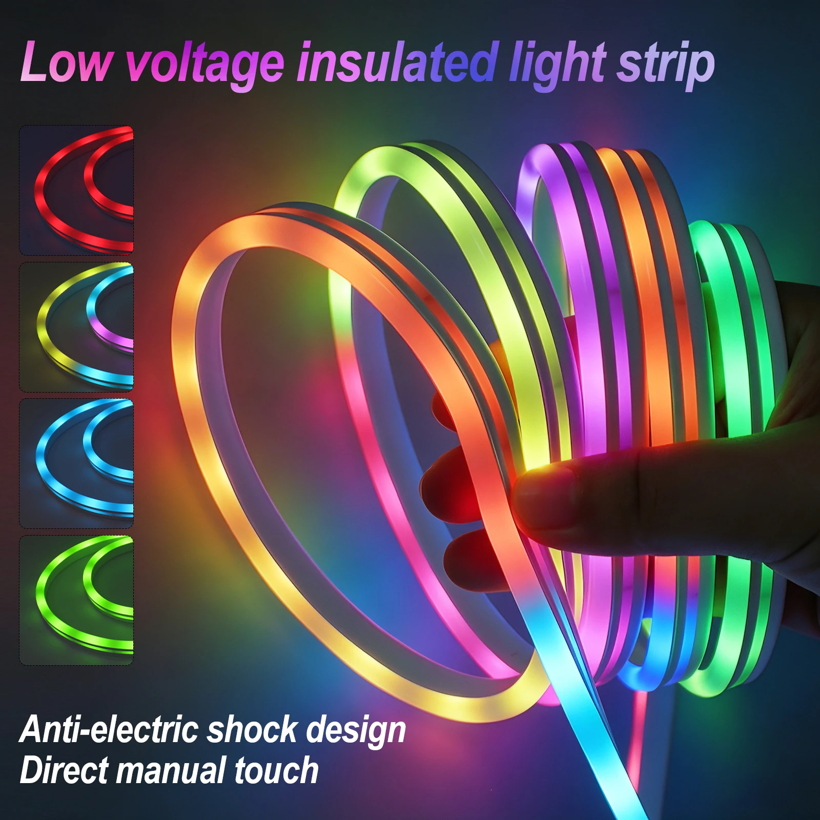 5V LED Neon Strip Light USB RGBIC Dreamcolor Chasing Strip Remote Control with Music Sync DIY for Party Bedroom Home Decoration
