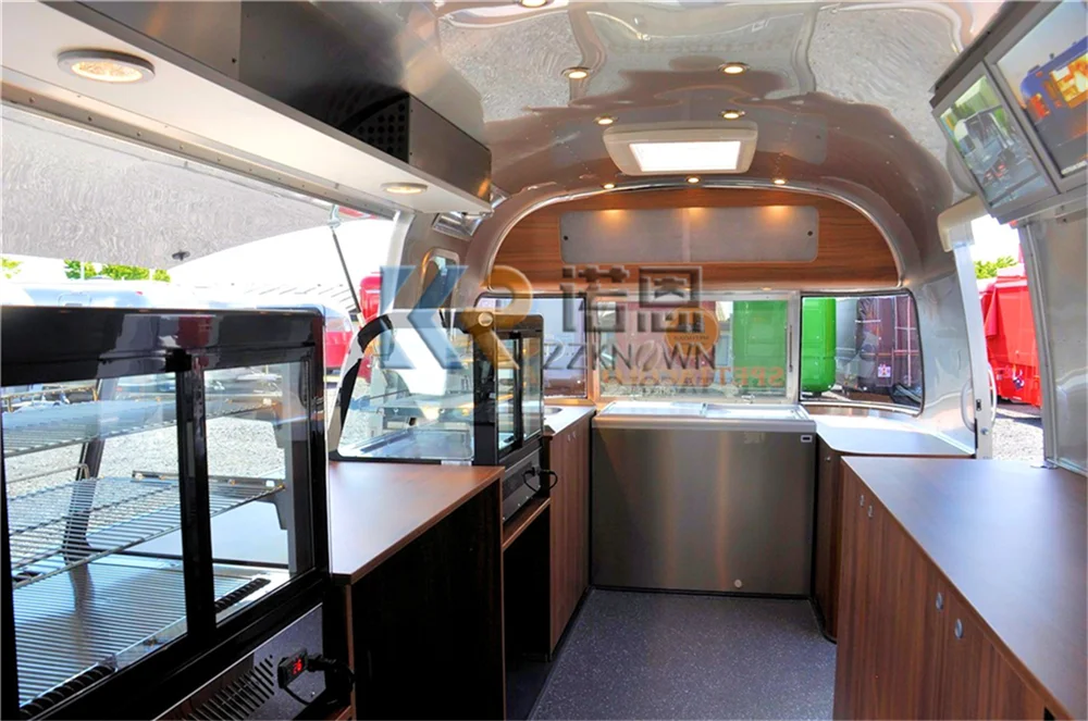 Custom Stainless Steel Food Trailer 500*200*230 cm Mobile Bar Trailers Airstream Food Truck with Full Kitchen Food Cart