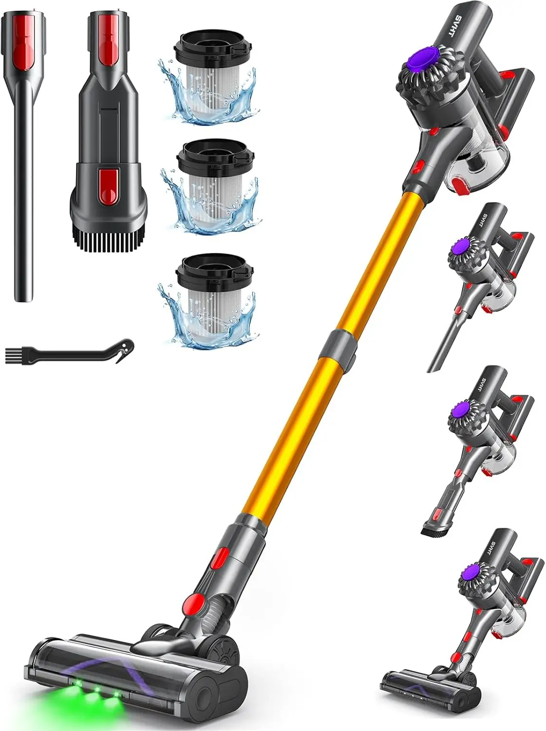 

Cordless Vacuum Cleaner, 450W 40KPA Vacuum Cleaners for Home, 45 Mins Lightweight Stick Vacuum Cordless with LED Display, Rechar