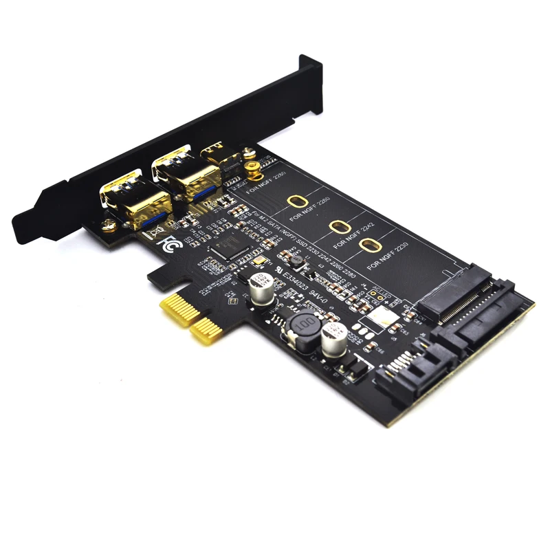 

2x USB 3,0 и Type-c M.2 PCIe адаптер M2 SSD SATA B Ключ к PCI-E 3,0 контроллеру переходная карта для 2280 2260 2242 NGFF