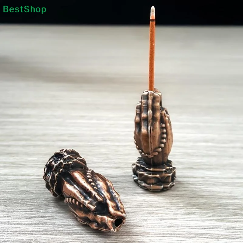 〔G〕1/3PCS Vintage Bronze Praying Hands Incense Holder Perfect For Home Meditation Yoga And Zen Room Decor