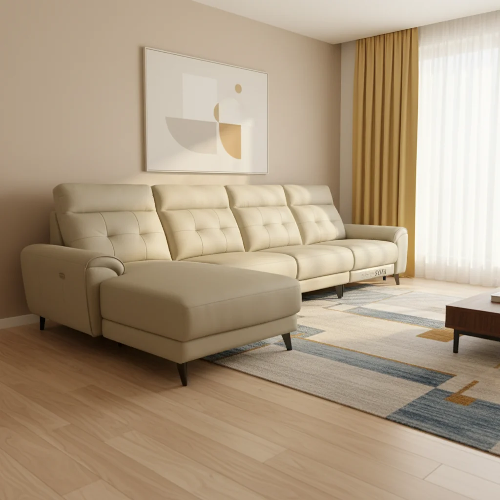 # Clean Convertible Minimalist Square Leather Sofa Set Hotel Villa Apartment Living Room Upholstered