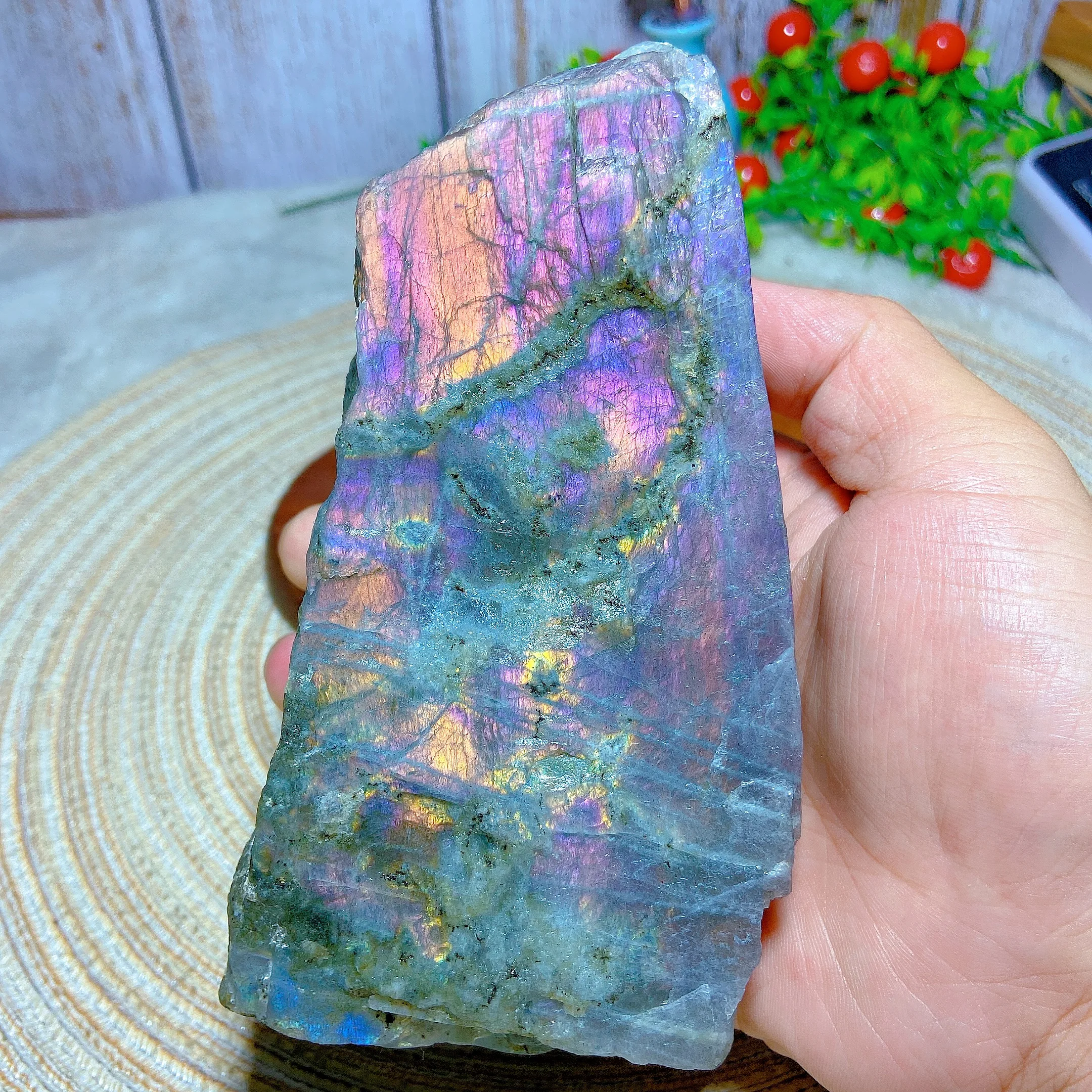 

Natural Crystal Purple Labradorite Raw Stone Flash Energy Reiki Ornament Healing High Quality Home Decorations Room Decro