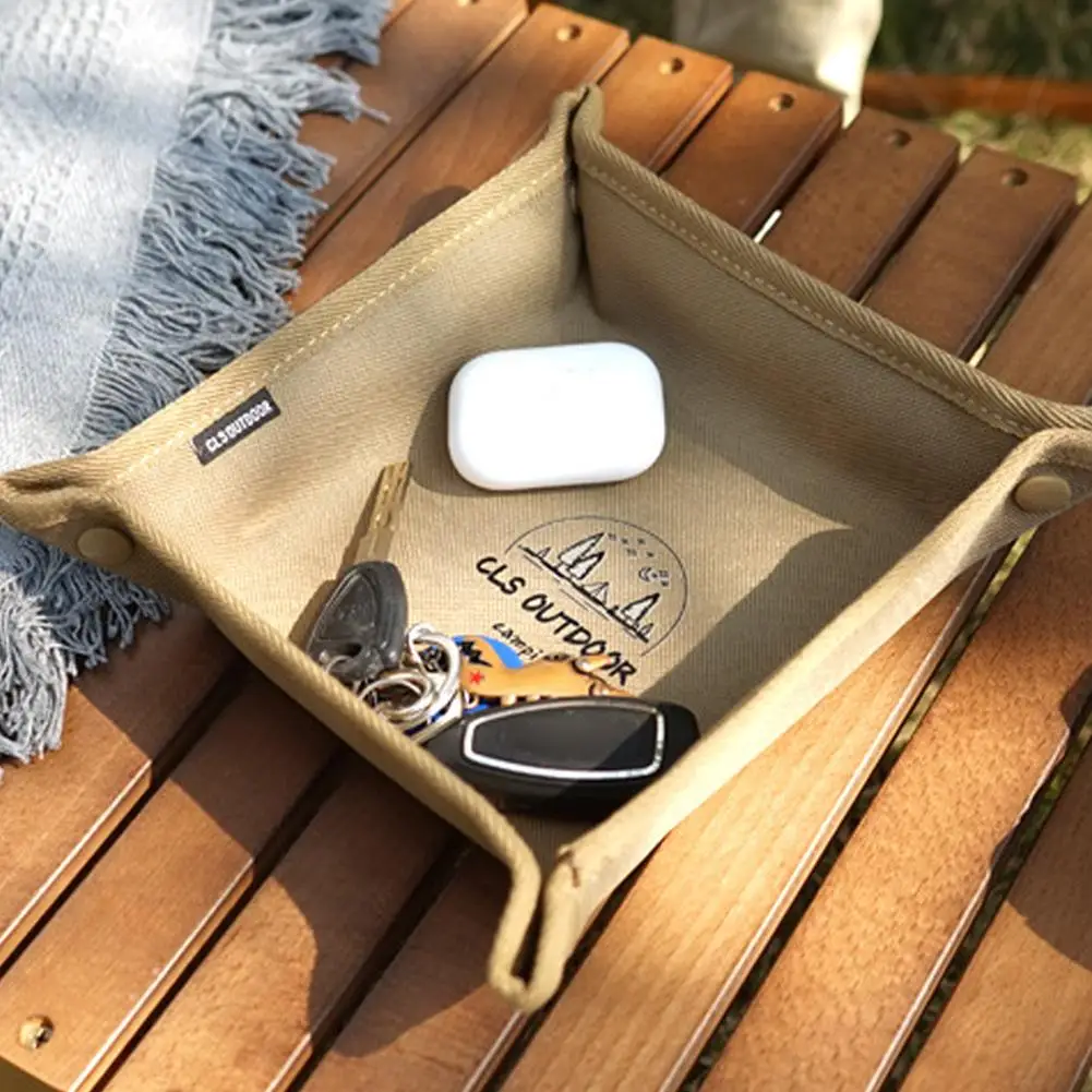 Tragbares, faltbares Camping-Aufbewahrungstablett, quadratisches Desktop-Organizer-Tablett für den Außenbereich, multifunktionale Aufbewahrungsbox für Schlüssel und kleine Gegenstände – Detail 8