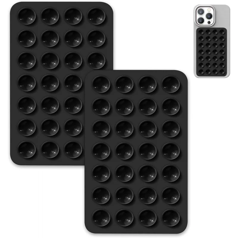 

2 Pack Suction Cup Phone Case Mount Double-Sided Silicon Sticky Phone Stand for iPhone and Android