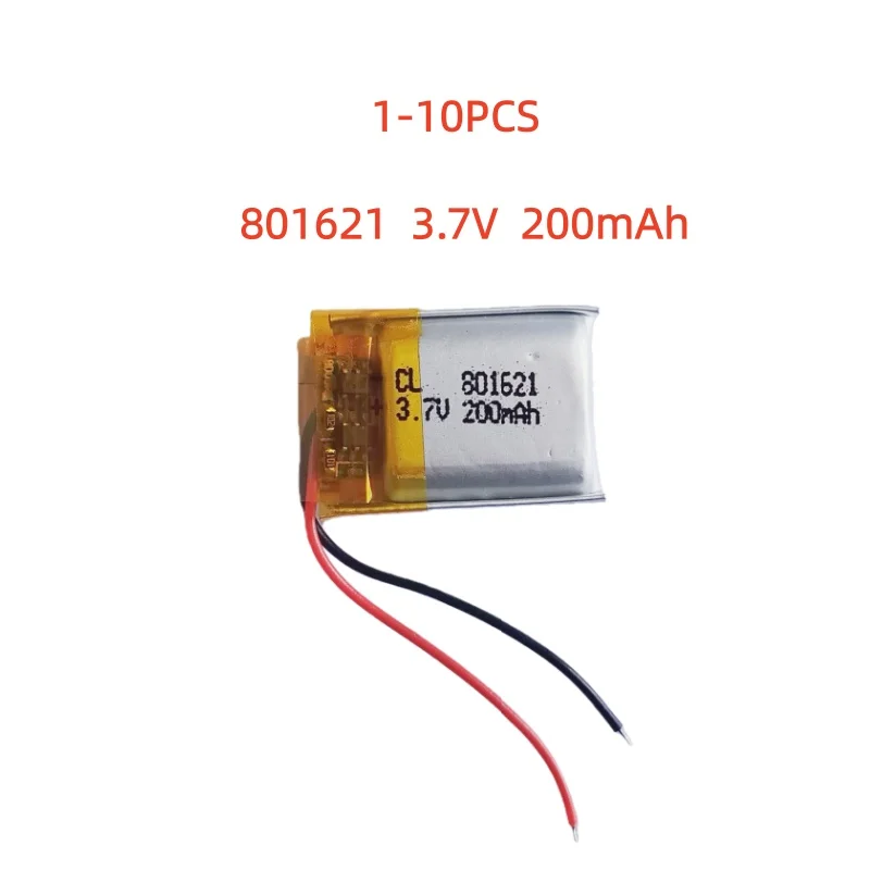 

801621 3.7V 200mAh Small Size Lipo Rechargeable Battery Lithium Polymer For MP3 Bluetooth MID headset headphone video pen
