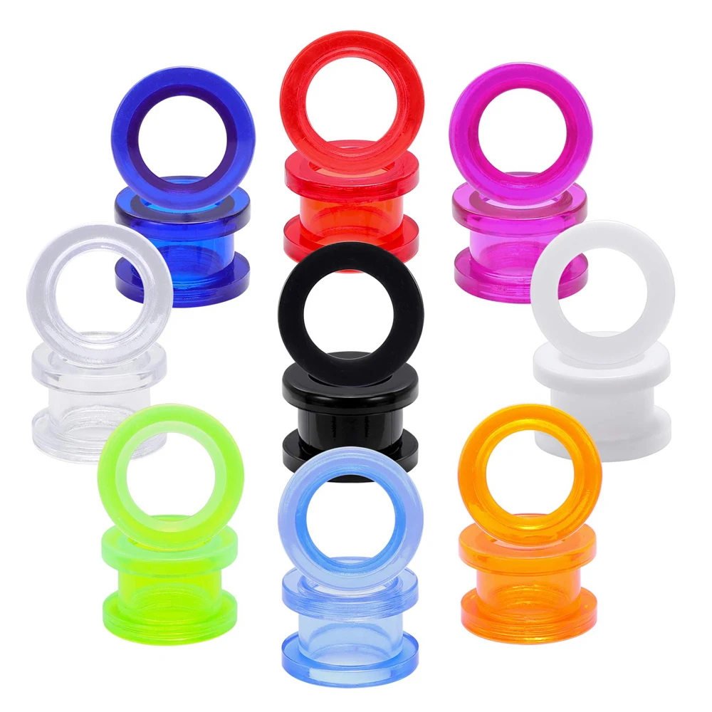 1 Pair Colored Acrylic Ear Plug And Tunnel Clear Green Black Ear Gauges 2-24mm Screw Ear Expander Sterchers Piercing Jewelry