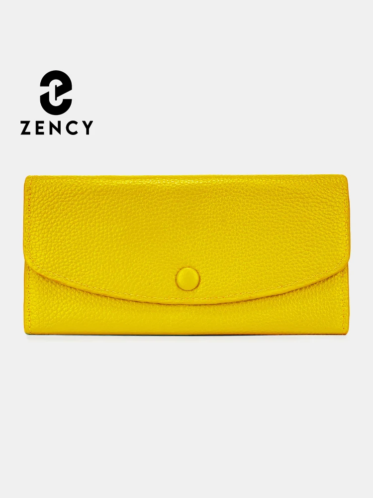 

Zency Fashion Women Genuine Leather Clutch Bag High Capacity Wallet Card Case Coin Long Zipper Purse Yellow Khaki Black Green