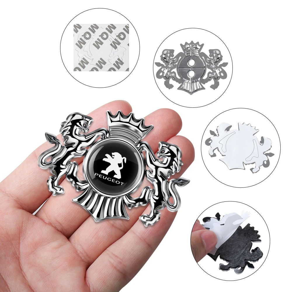 3D Metal Lion Crown Side Emblem Body Trunk Decor auto Badge Sticker For Peugeot 206 308 3008 208 407 508 2008 5008 107 205 4008