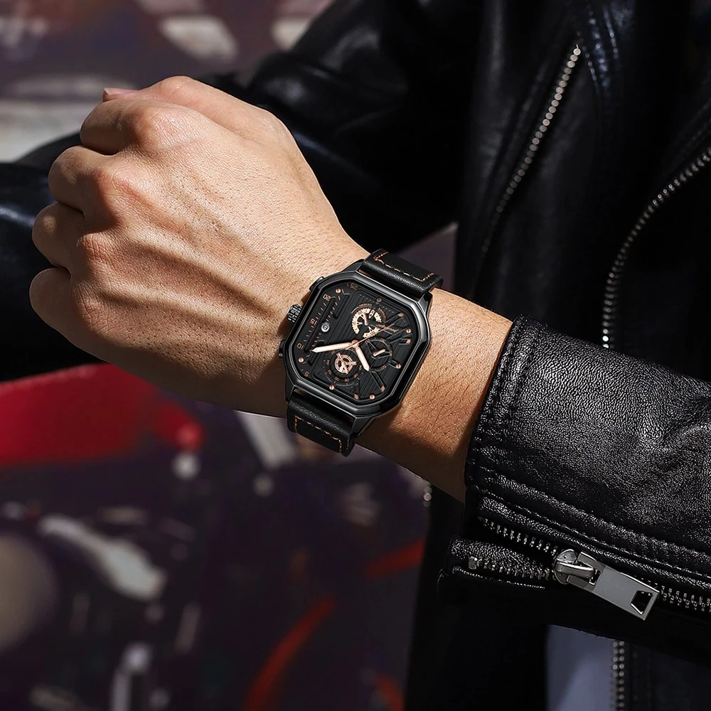 POEDAGAR Luxury Quartz Watch for Men Sport Leather Strap Waterproof Luminous Chronograph Mens Watches Relogio Masculino Saat